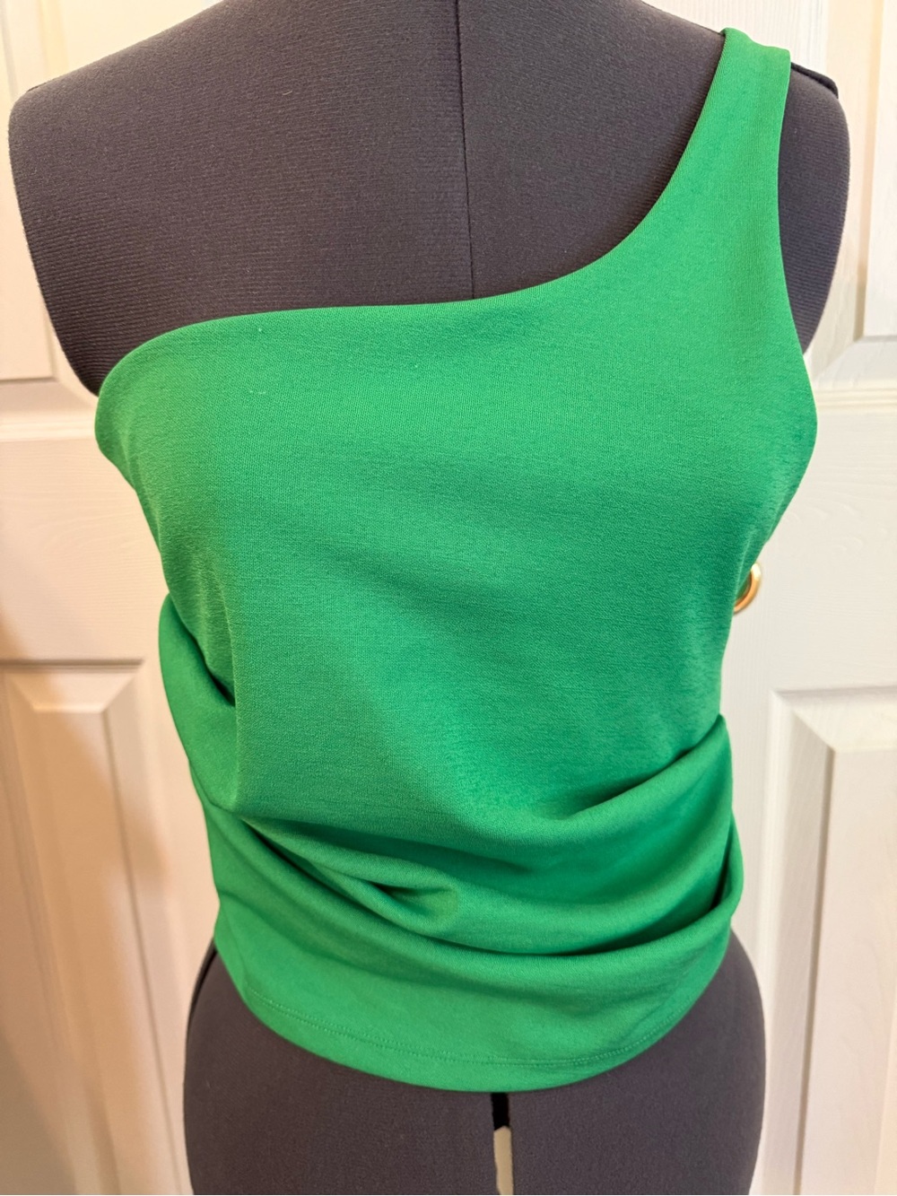 Zara One-Shoulder Emerald Green Tank Top